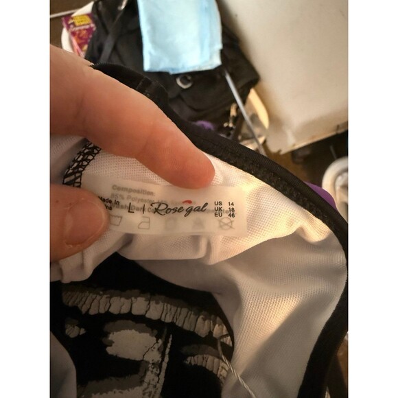 NWT Rosegal Purple & Black Crisscross Swimdress/Top Only Beachcore  Size 14 - Picture 7 of 7